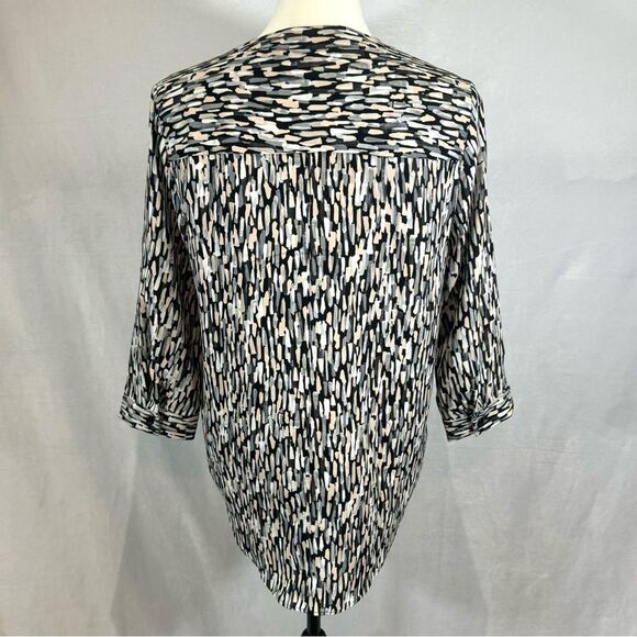 Dana Buchman black gray and blush brushstroke abstract print top size small - Picture 4 of 6